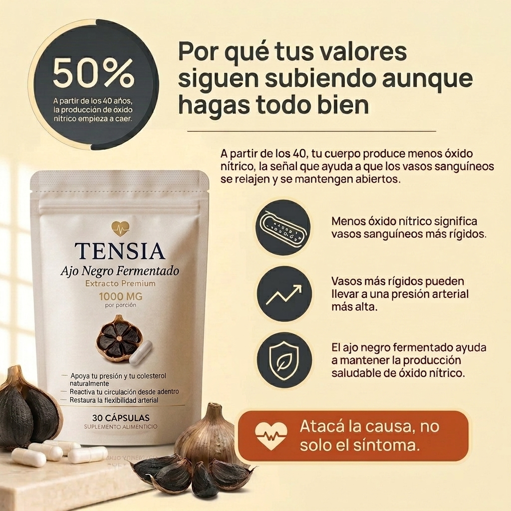 TENSIA™ Cápsulas de Ajo Negro | Reduce la Presión Arterial de Forma Natural